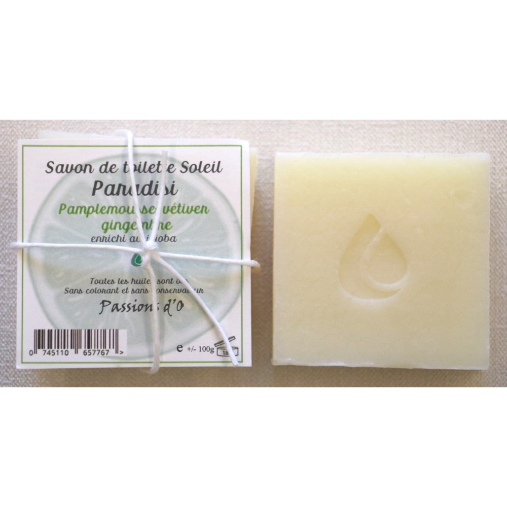Savon Paradisi met essentiële oliën van grapefruit, vetiver gember