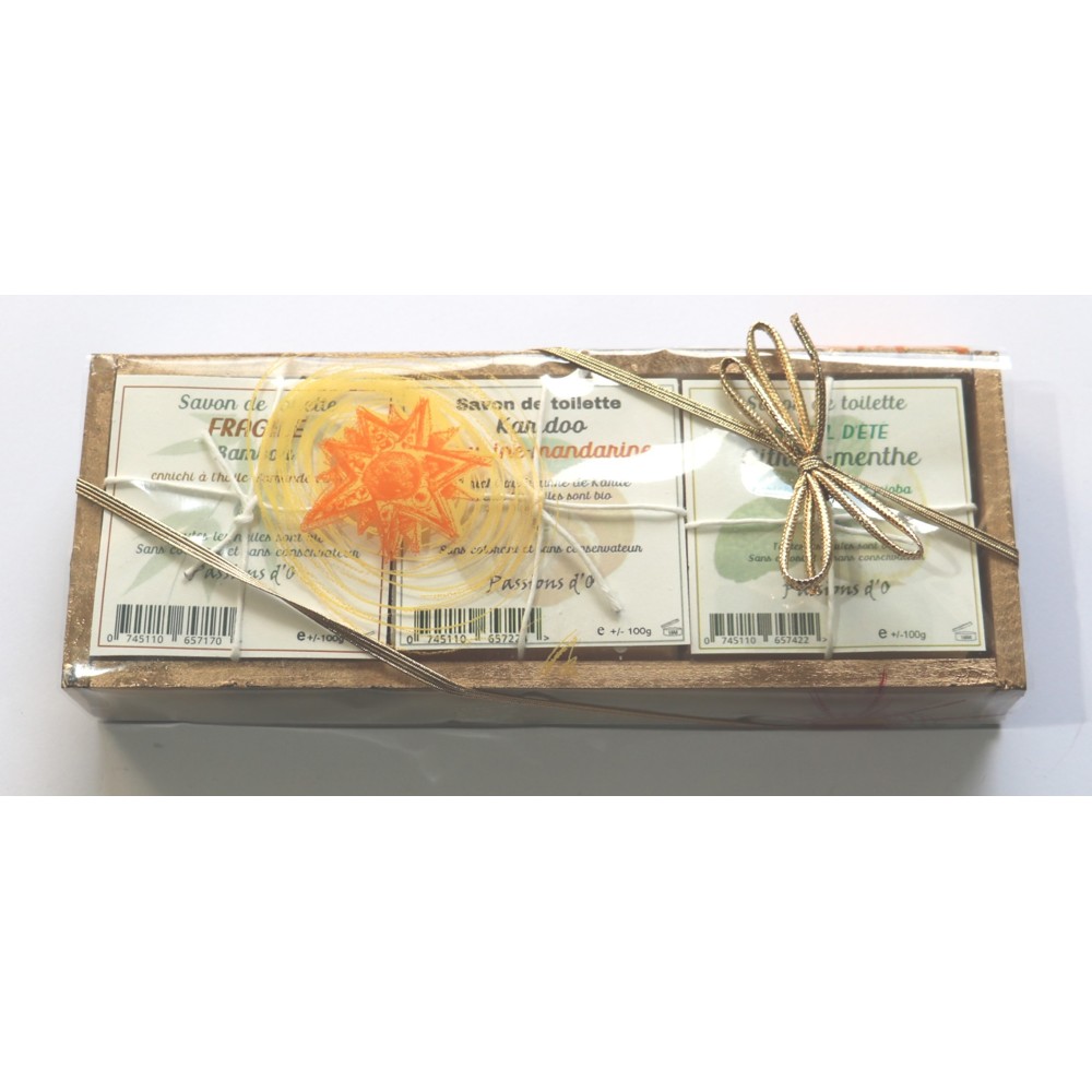 trio savons artisanaux dans coffret en bois
