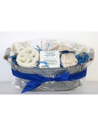 Zinc basket filled with natural cosmetics Zinc basket filled with natural cosmetics