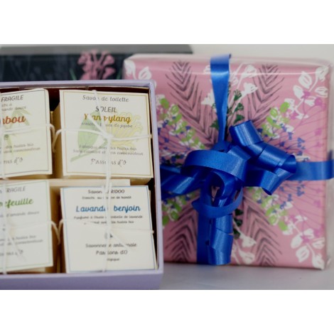 Kartonnen doos met 4 zepen van 50 g