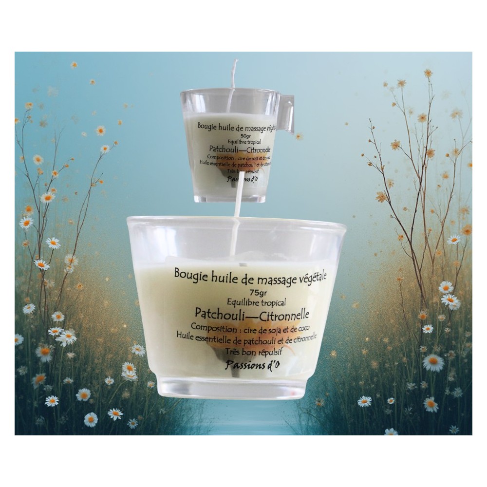 Vela de massagem com patchouli e erva-cidreira