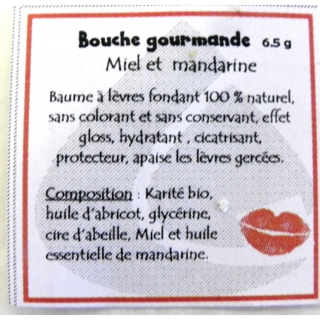 Baume à lèvres "bouche gourmande" Mandarine